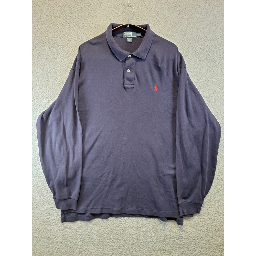 Polo Ralph Lauren Shirt Mens XXL Navy Blue Long Sleeve Polo Cotton Classic